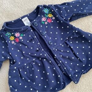 Carter's Blue Polka Dot Cardigan with Floral Embroidery